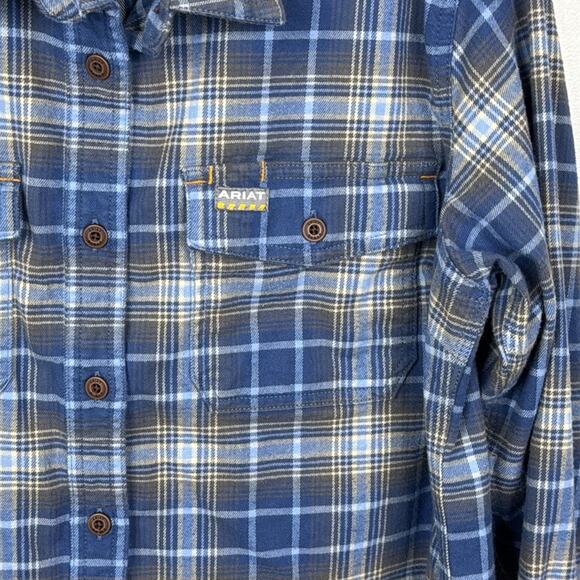 Ariat Rebar Women's Blue White Plaid Button Down Work Shirt Size Medium M - Picture 4 of 8